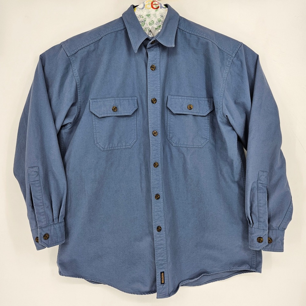 Vintage Woolrich Shirt Mens XL Long Sleeve Flannel Outdoors Button Up Blue